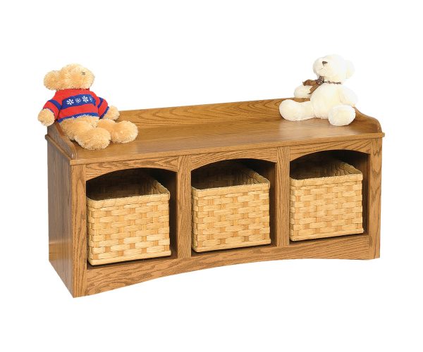 Mission Bench With Baskets