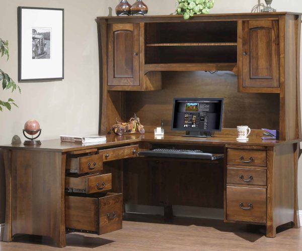 Woodbury L-Desk With Hutch